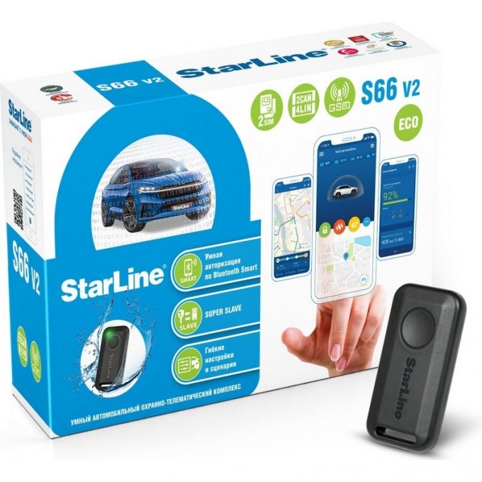 Сигнализация STARLINE S66 V2 BT ECO 2CAN+4LIN GSM 59504 Сигнализация STARLINE S66 V2 BT ECO 2CAN+4LIN GSM 59504